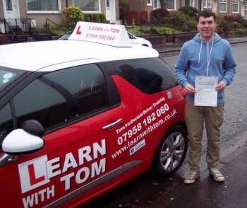 I would very much like to thank Tom for getting me through my driving lessons to pass my test first time with zero faults Tom is very patient and relaxed and a good laugh I would highly recommend him to anyone Had loads of fun thanks for my new skill Tom