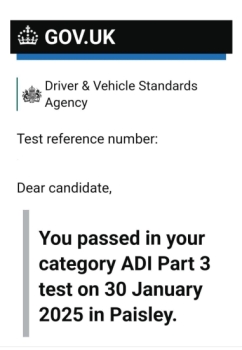 Jane qualified to be a driving instructor with our in-house house trainer, Steven Swan