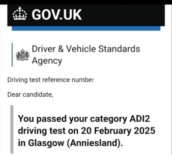 Alasdair is training to become a driving instructor with Steven Swan