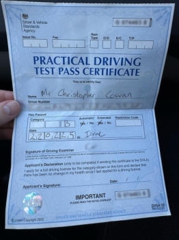 Christopher learned to drive with Steven Swan